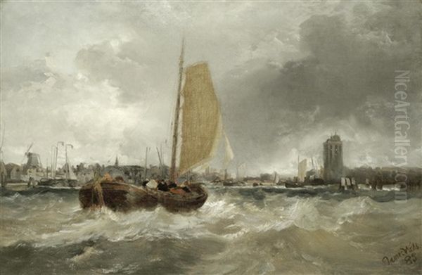 A Fishing Boat Coming Into Port Oil Painting by James Webb