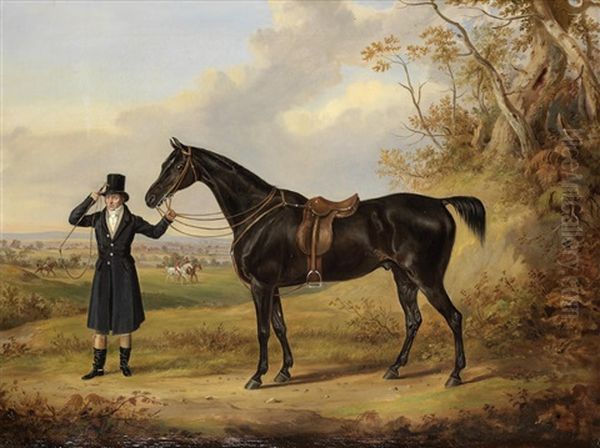 Tom Firr, Huntsman To The Quorn With Favourite Hunter Oil Painting by William Webb