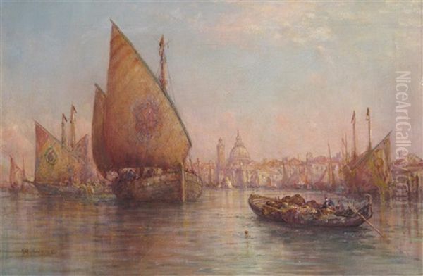 Bragozzos, Venice Oil Painting by William Webb