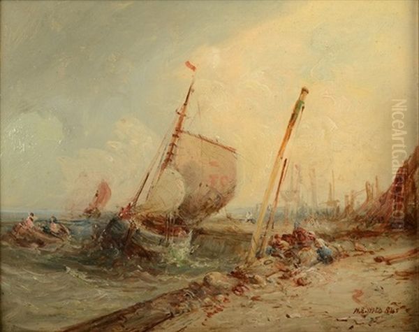 Blustery Harbour Oil Painting by William Edward Webb