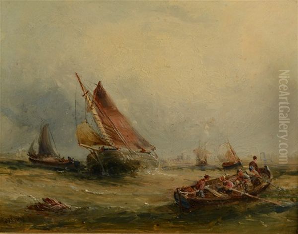 Shipping Oil Painting by William Edward Webb