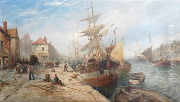 View Of A Harbor Oil Painting by William Edward Webb