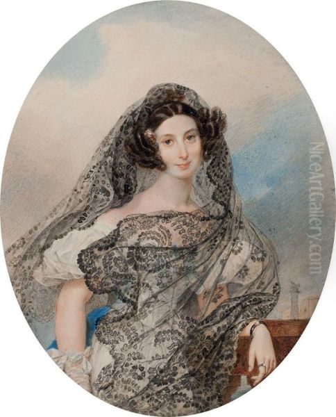 Portrait Of Giovanina Pacini Oil Painting by Karl Brulloff