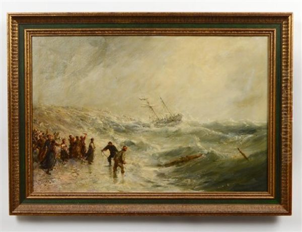 Seascape With Figures Oil Painting by William Edward Webb