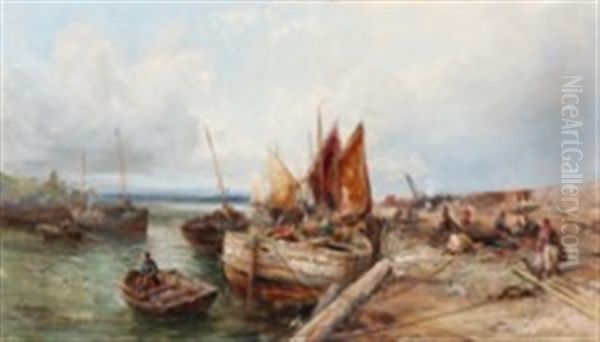 Harbour Scenery From Cromer, England Oil Painting by William Edward Webb