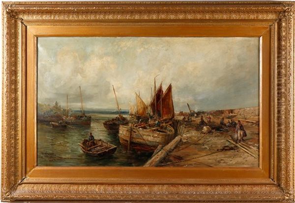 Fiskare I Hamn Oil Painting by William Edward Webb