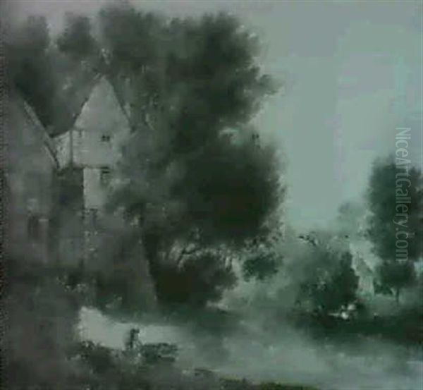 View Of The Abbey Mill At Shrewsbury Oil Painting by John Webber