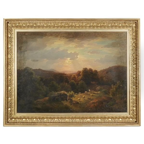 Landscape With Sheep Oil Painting by Elbridge Wesley Webber