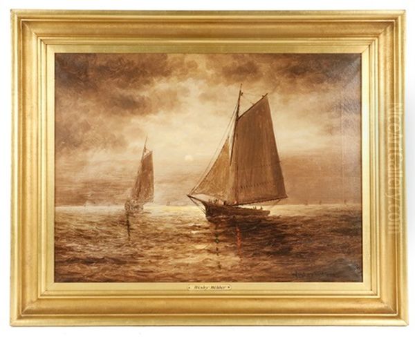 Moonlight Sail' Oil Painting by Elbridge Wesley Webber