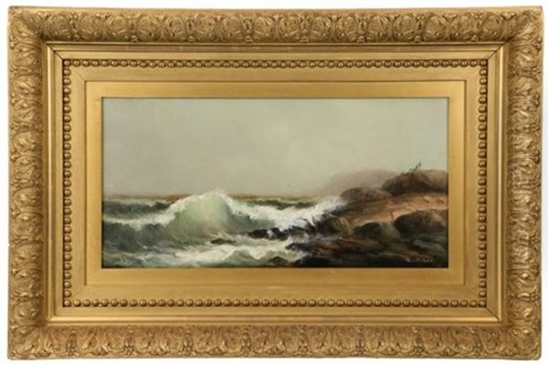 Crashing Waves With Figures Oil Painting by Elbridge Wesley Webber