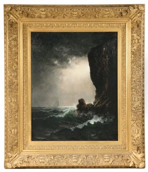 Nocturnal Seascape, Black Head Oil Painting by Elbridge Wesley Webber