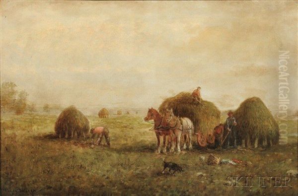 Loading Hay Oil Painting by Elbridge Wesley Webber