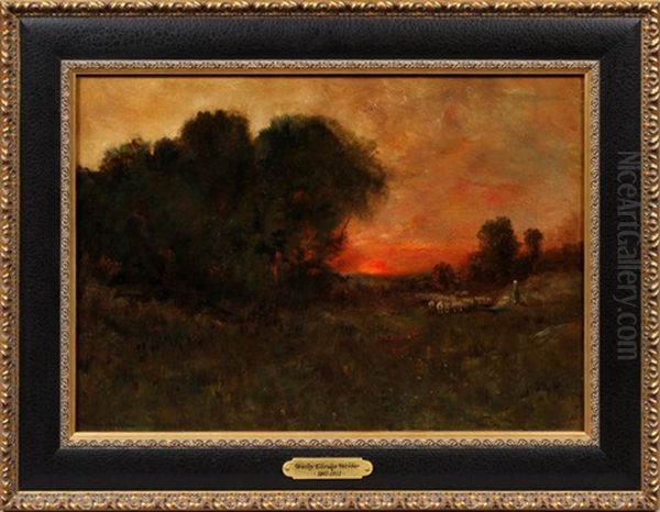 Landscape With Sheep Oil Painting by Elbridge Wesley Webber