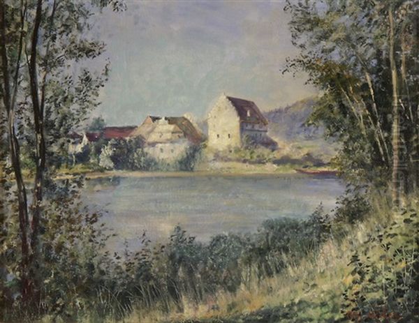 Dorf Am See Oil Painting by Alfred Weber