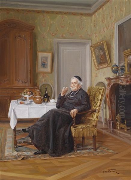 Musestunde Des Pastors Oil Painting by Alfred Charles Weber