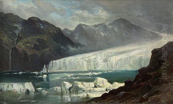 Glacier Oil Painting by Carl Philipp Weber