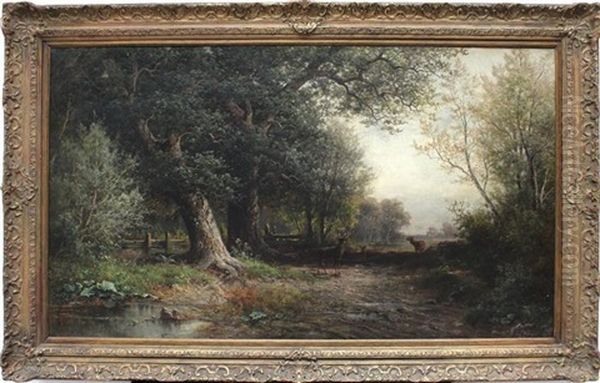 Morning In The Black Forest Oil Painting by Carl Philipp Weber