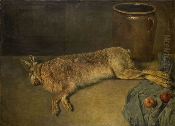 Jagdstillleben Mit Erlegtem Hasen Oil Painting by Heinrich A. Weber