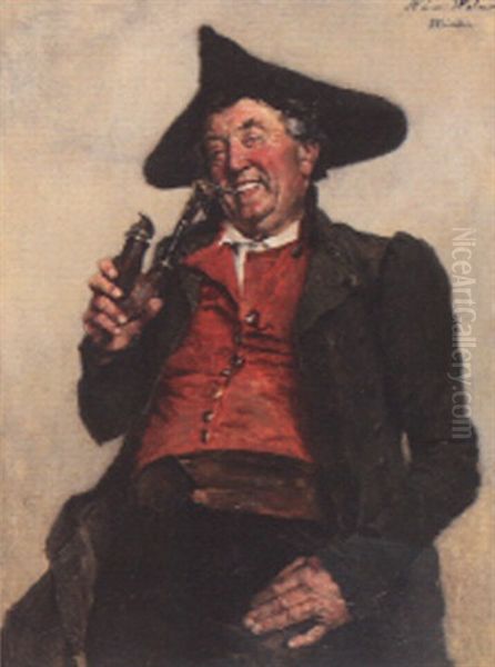 Pfeifenraucher Oil Painting by Heinrich A. Weber