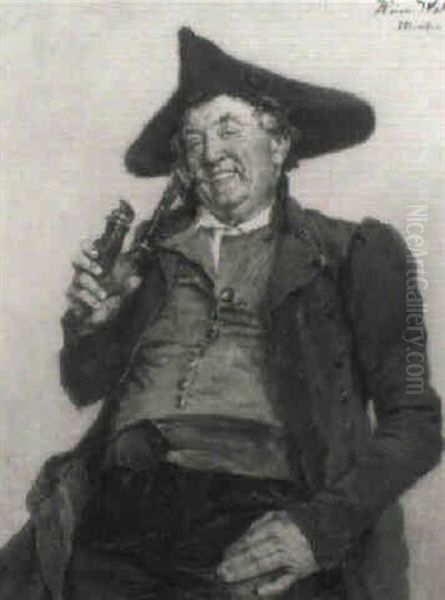 Lachender Bauer Mit Pfeife Oil Painting by Heinrich A. Weber