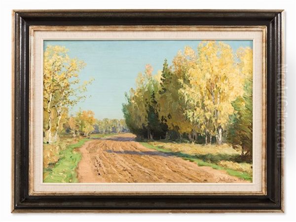 Summer Landscape With Forest Road Oil Painting by Jakob Weber