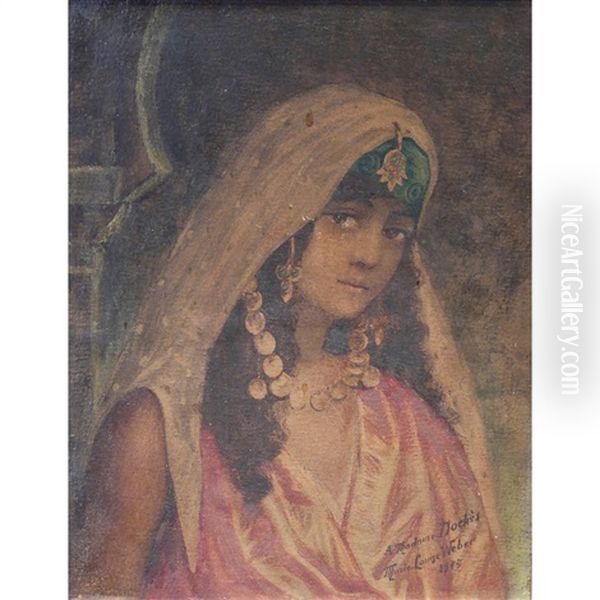 Orientalist Portrait Oil Painting by Maria (Philips-Weber) Weber