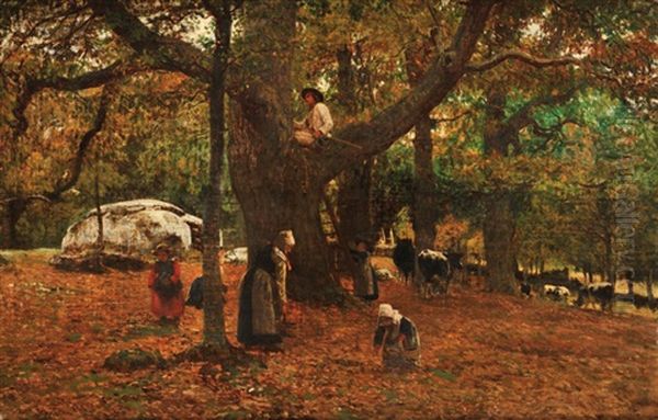 Sous Les Marronniers Oil Painting by Otto Weber