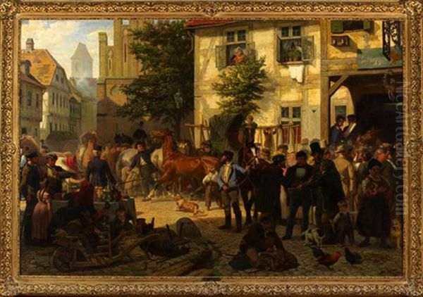 The Horse Market Oil Painting by Otto Weber