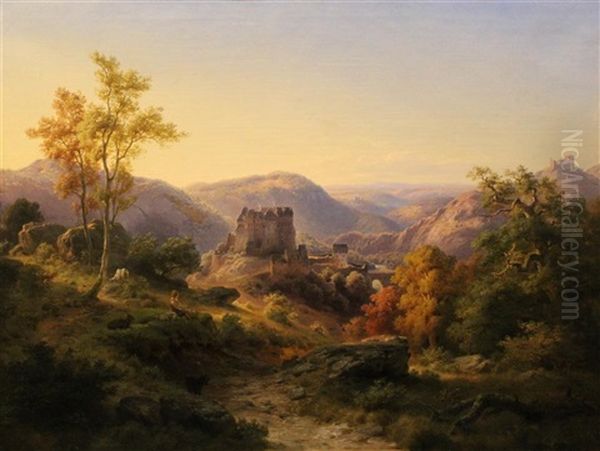 German Landscape Oil Painting by Paul Weber