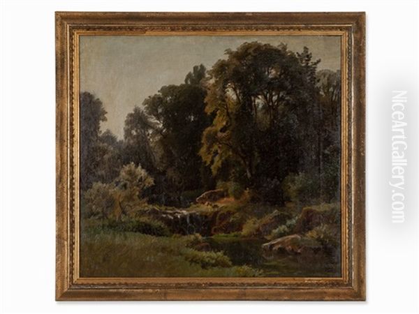 Landscape With Creek Oil Painting by Paul Weber