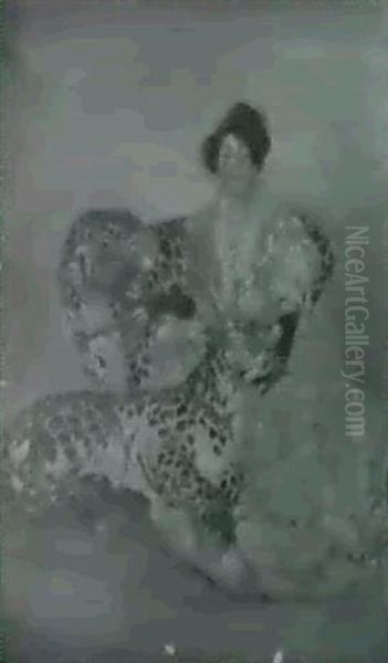 Lady With Leopards Oil Painting by Sarah S. Stilwell Weber