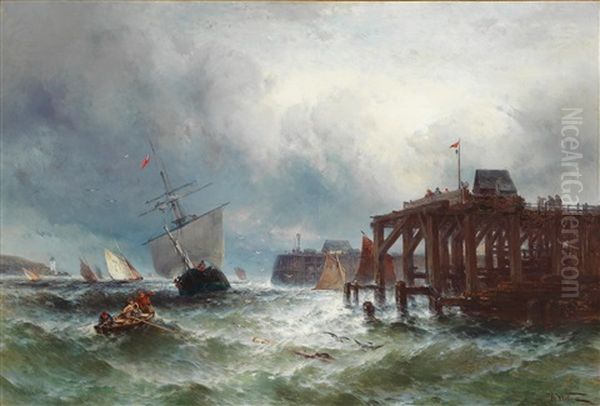 Stormy Seas Oil Painting by Theodor Alexander Weber