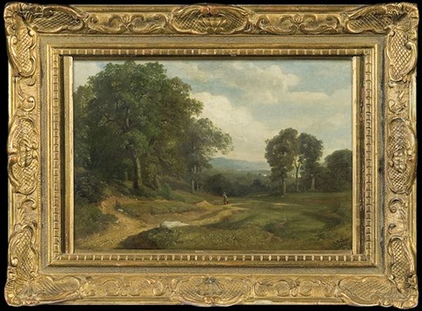 Summer Landscape With A Road Oil Painting by August Weber