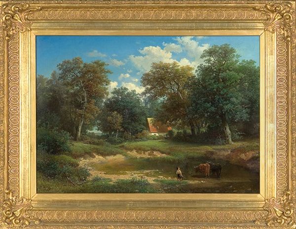 Summer Morning Oil Painting by August Weber