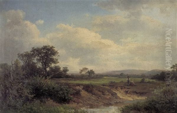 Sommerliche Landschaft Mit Einem Bachlauf Oil Painting by August Weber