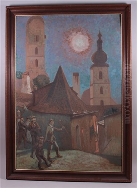 Am Heimweg Vom Heurigen In Krems/stein Oil Painting by Rudolf Weber