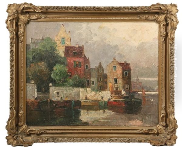 Canals In Amsterdam Oil Painting by Rudolf Weber