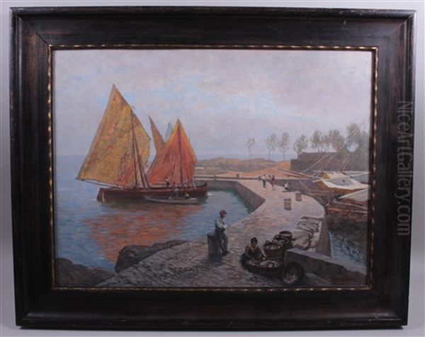 Fischer Im Hafen Oil Painting by Rudolf Weber