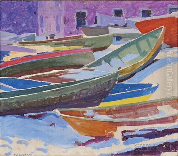 Beached Dories Oil Painting by E. Ambrose Webster