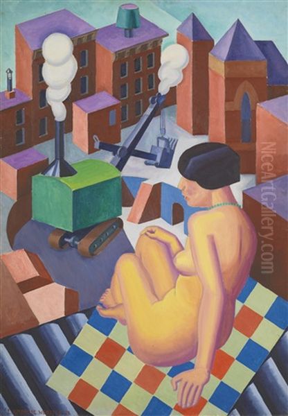 Greenwich Village In Geometry Oil Painting by E. Ambrose Webster