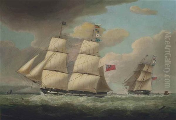 The Retrench, Captain Wilson, In Two Positions In The Channel, Off Dover Oil Painting by George Webster