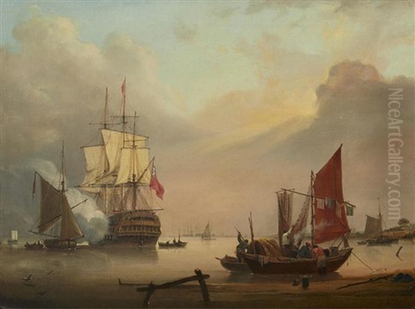 Morning Salute With Fishing Craft Departing by George Webster