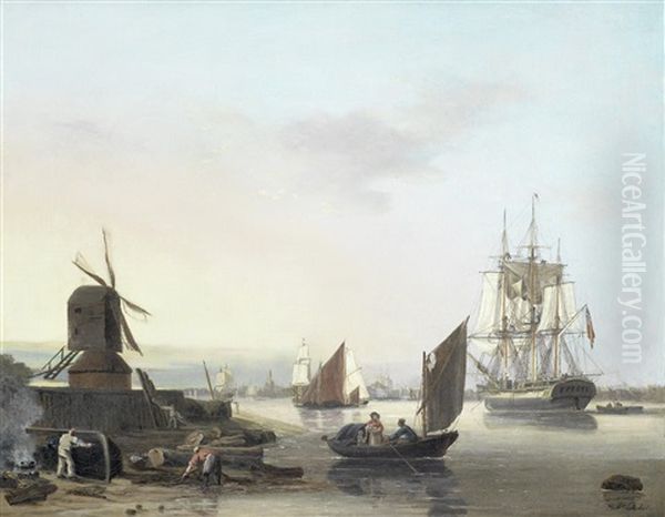 On The Lower Thames Oil Painting by George Webster