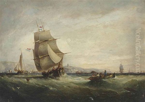 A Dutch Trading Schooner And Other Shipping In The Channel Off St. Catherine's Point, Isle Of Wight by George Webster