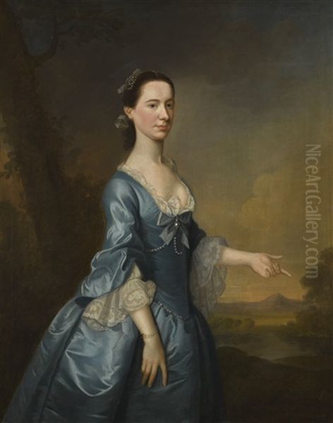 Portrait Of Mrs Hannah Maria Edmunds, Nee Offley Oil Painting by Joseph Samuel Webster