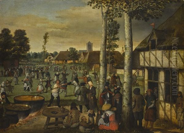 Peasants Merrymaking At A Village Kermesse by Hans van Wechlen