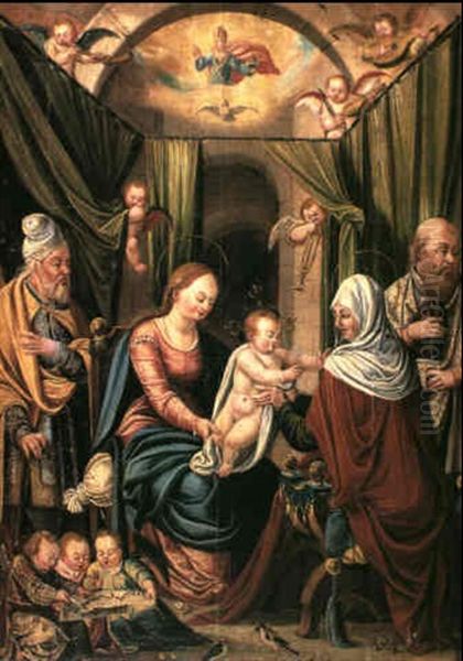 The Madonna And Child With St Elizabeth Oil Painting by Georg Wechter the Elder