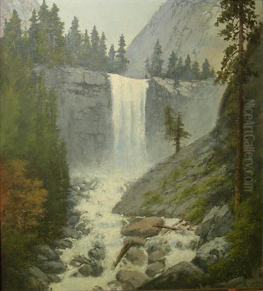 Vernal Falls, Yosemite Valley Oil Painting by Alphonso Herman Broad