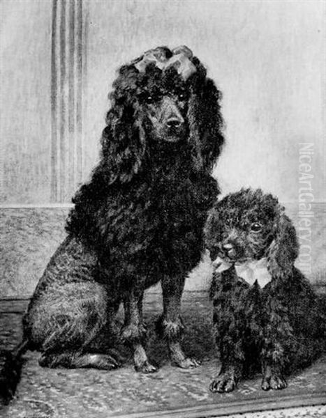 Two Poodles In An Interior by Alfred Weczerzick