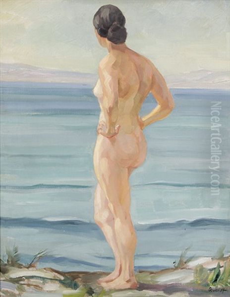 Weiblicher Akt Am Meer by August Wedel